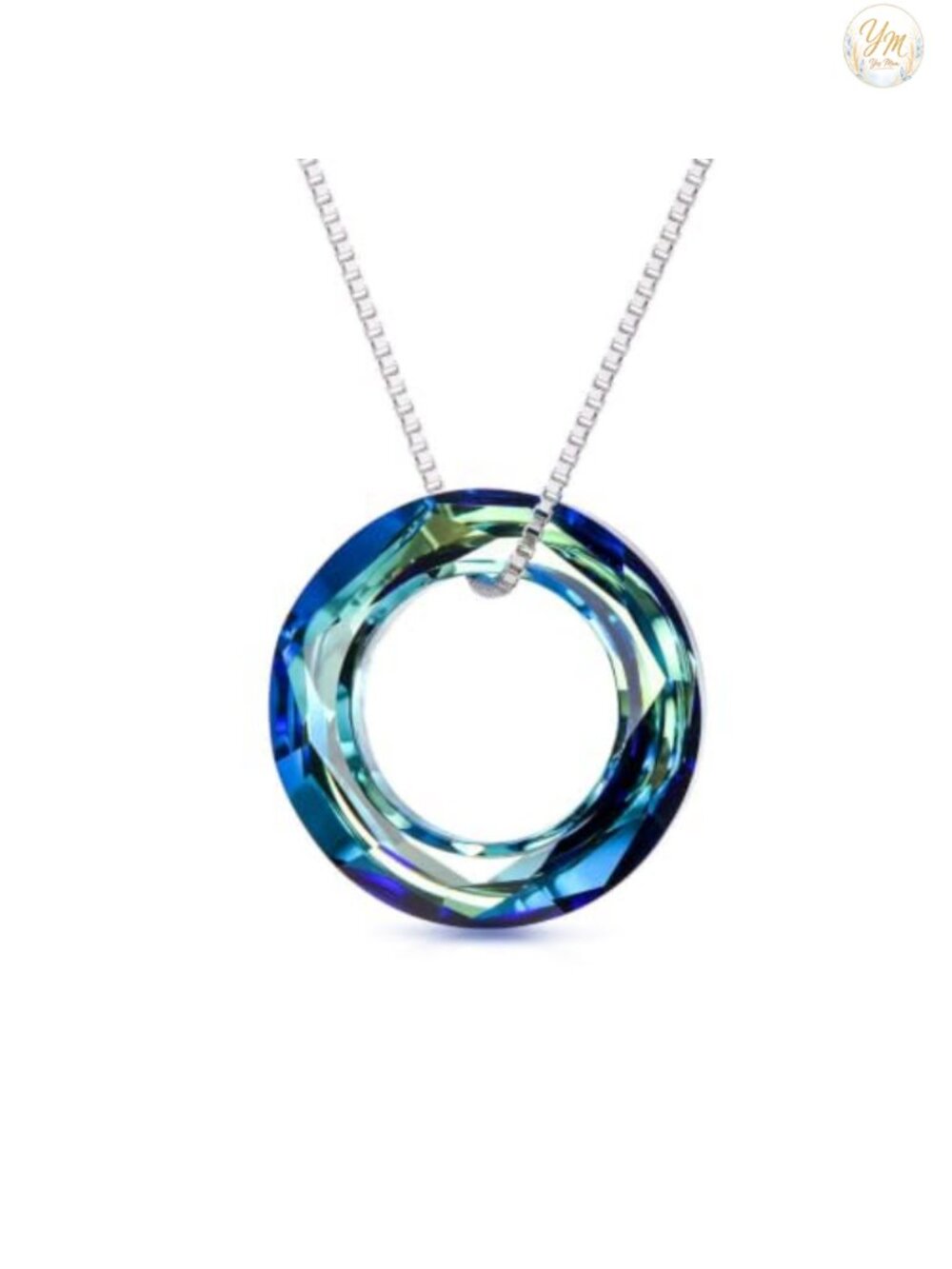 925 Sterling Silver Circle Pendant Necklace - Crystal Healing Gift